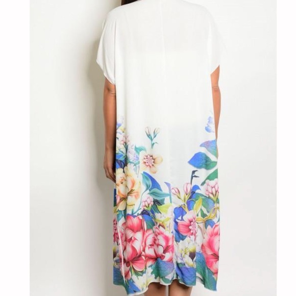 Plus Size Cardigan Kimono Duster Floral Print - Picture 3 of 5
